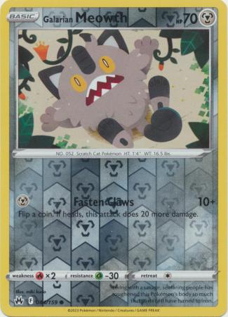 Karta Pokémon - Crown Zenith - 084/159 - Galarian Meowth (Reverse Holo)