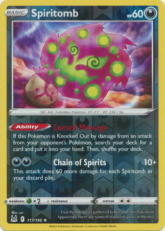 Karta Pokémon - Lost Origin - 117/196 - Spiritomb (Reverse Holo)