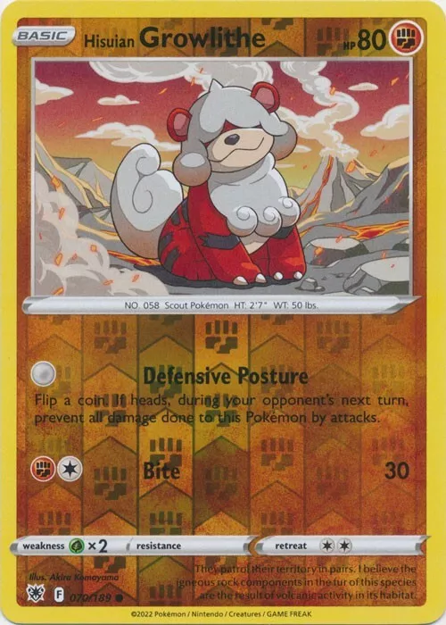 Karta Pokémon - Astral Radiance - 070/189 - Hisuian Growlithe (Reverse Holo)