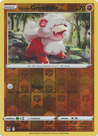 Karta Pokémon - Lost Origin - 083/196 - Hisuian Growlithe (Reverse Holo)