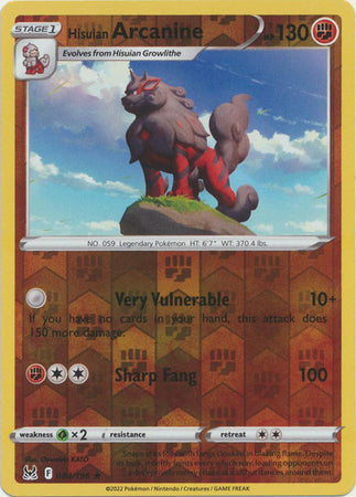 Karta Pokémon - Lost Origin - 084/196 - Hisuian Arcanine (Reverse Holo)