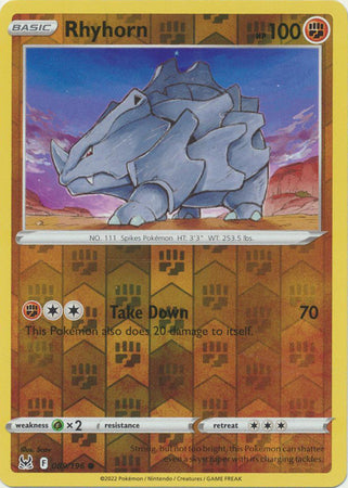 Karta Pokémon - Lost Origin - 089/196 - Rhyhorn (Reverse Holo)