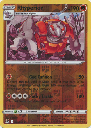 Karta Pokémon - Lost Origin - 091/196 - Rhyperior (Reverse Holo)