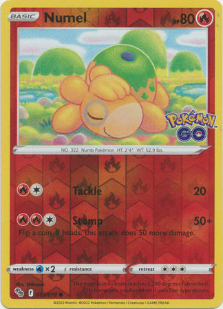 Karta Pokémon - Pokémon GO - 013/078 - Numel (Reverse Holo)