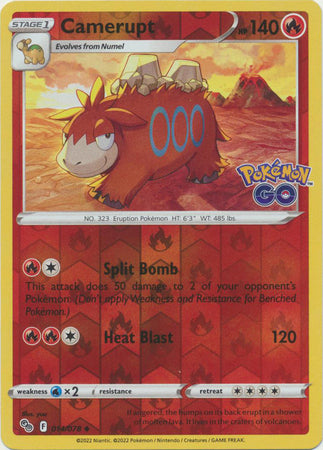 Karta Pokémon - Pokémon GO - 014/078 - Camerupt (Reverse Holo)