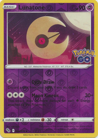 Karta Pokémon - Pokémon GO - 034/078 - Lunatone (Reverse Holo)