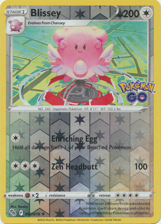 Karta Pokémon - Pokémon GO - 052/078 - Blissey (Reverse Holo)