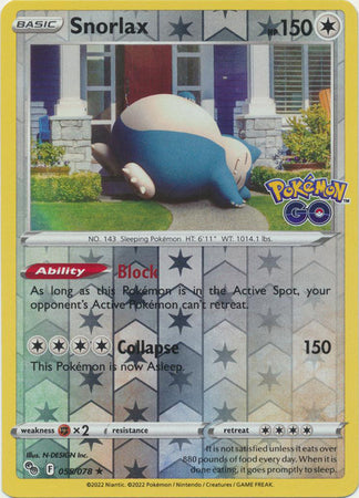 Karta Pokémon - Pokémon GO - 055/078 - Snorlax (Reverse Holo)