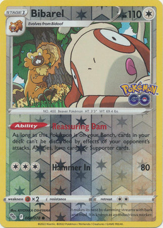 Karta Pokémon - Pokémon GO - 060/078 - Bibarel (Reverse Holo)