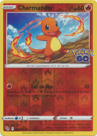 Karta Pokémon - Pokémon GO - 008/078 - Charmander (Reverse Holo)