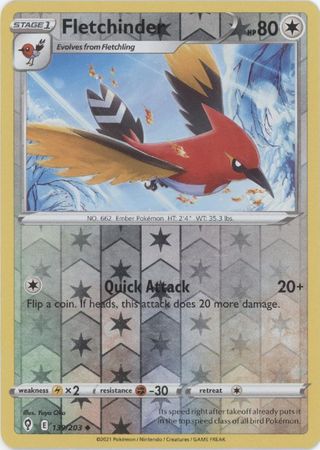 Karta Pokémon - Evolving Skies - 139/203 - Fletchinder (Reverse Holo)