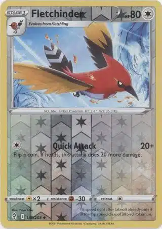 Karta Pokémon - Evolving Skies - 139/203 - Fletchinder (Reverse Holo)