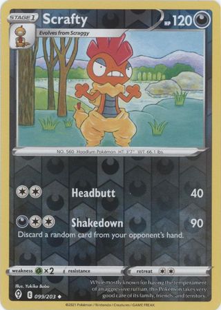 Karta Pokémon - Evolving Skies - 099/203 - Scrafty (Reverse Holo)