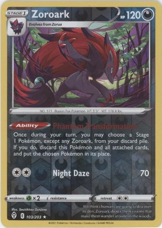 Karta Pokémon - Evolving Skies - 103/203 - Zoroark (Reverse Holo)