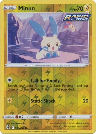 Karta Pokémon - Fusion Strike - 090/264 - Minun (Reverse Holo)
