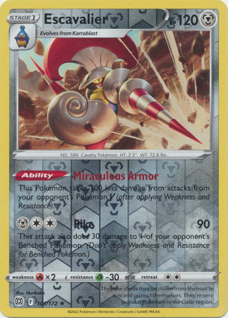 Karta Pokémon - Brilliant Stars - 101/172 - Escavalier (Reverse Holo)