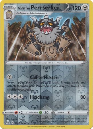 Karta Pokémon - Fusion Strike - 181/264 - Galarian Perrserker (Reverse Holo)