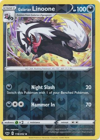 Sword & Shield - 118/202 - Galarian Linoone (Reverse Holo)