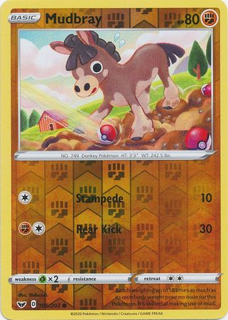 Sword & Shield - 105/202 - Mudbray (Reverse Holo)