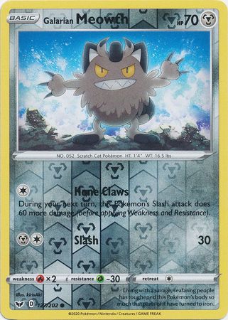 Sword & Shield - 127/202 - Galarian Meowth (Reverse Holo)