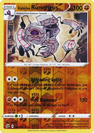 Rebel Clash - 102/192 - Galarian Runerigus (Reverse Holo)