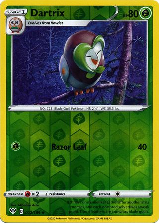 Karta Pokémon - Darkness Ablaze - 012/189 - Dartrix (Reverse Holo)