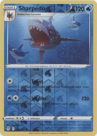 Karta Pokémon - Evolving Skies - 036/203 - Sharpedo (Reverse Holo)
