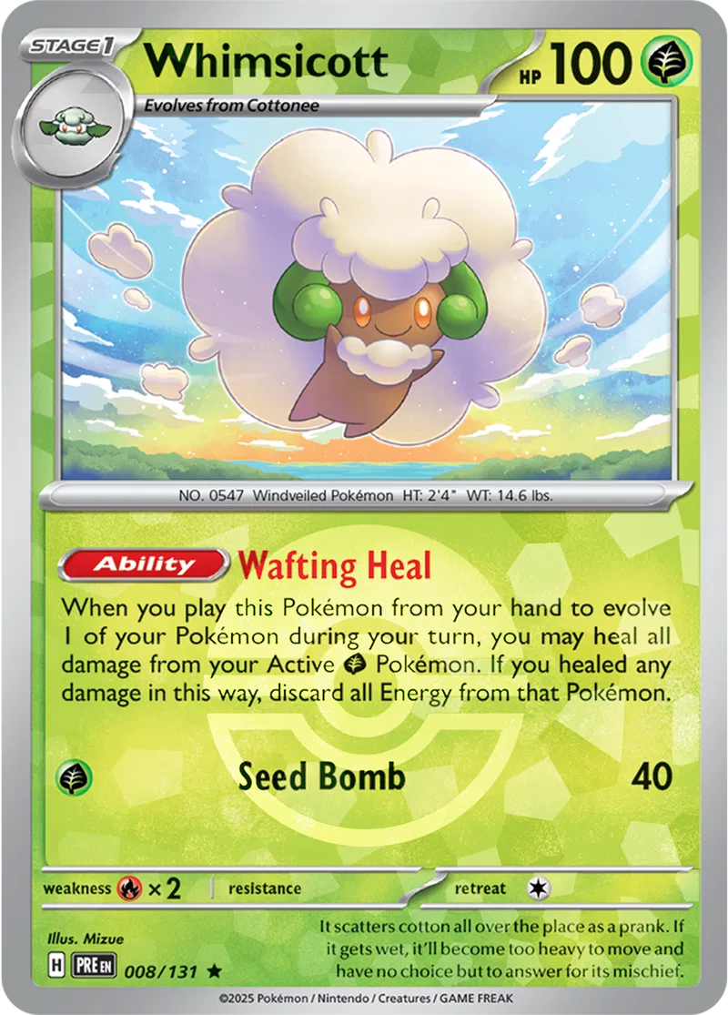 Prismatic Evolutions - 008/131 - Whimsicott (Poké Ball Holo)