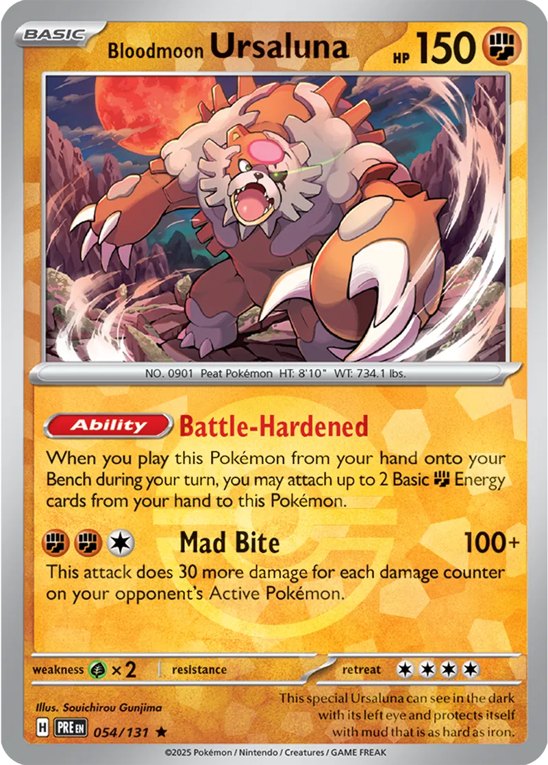 Prismatic Evolutions - 054/131 - Bloodmoon Ursaluna (Poké Ball Holo)
