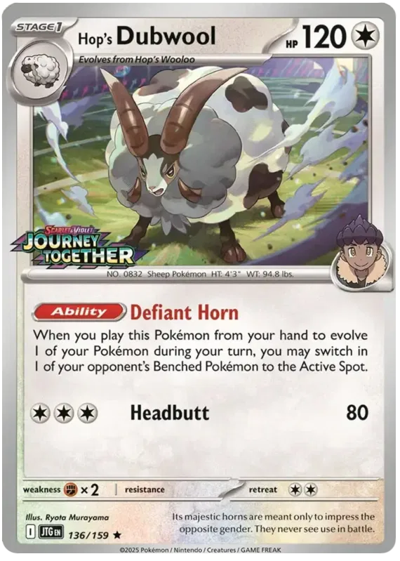 Journey Together - 136/159 - Hop's Dubwool (Holo)