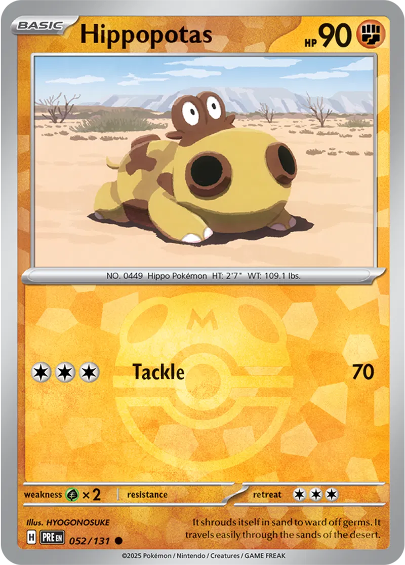 Prismatic Evolutions - 052/131 - Hippopotas (Master Ball Holo)