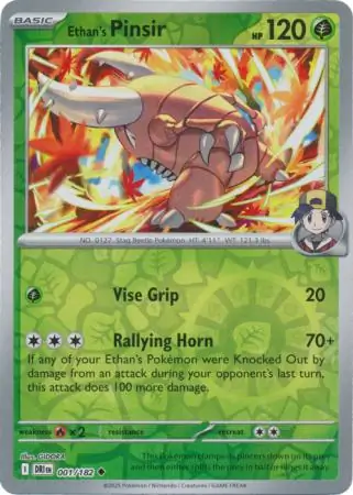 Destined Rivals - 001/182 - Ethan's Pinsir (Reverse Holo)