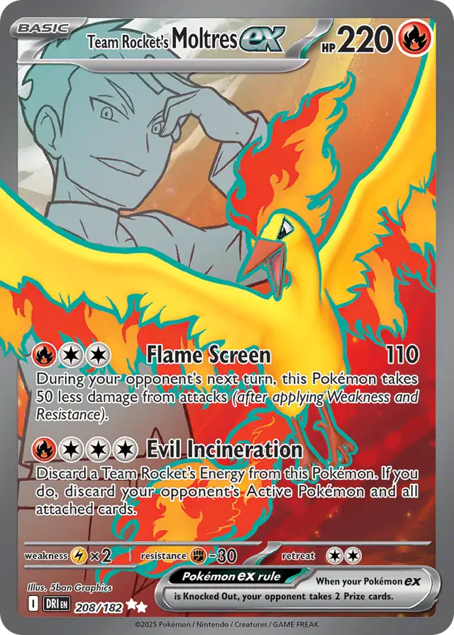 Destined Rivals - 208/182 - Team Rocket's Moltres ex