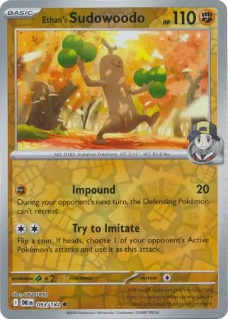 Destined Rivals - 093/182 - Ethan's Sudowoodo (Reverse Holo)