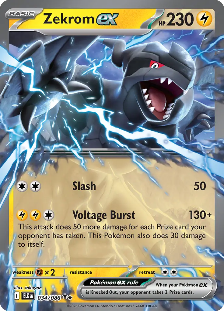 Karta Pokémon - Black Bolt - 034/086 - Zekrom ex - Pokekarty