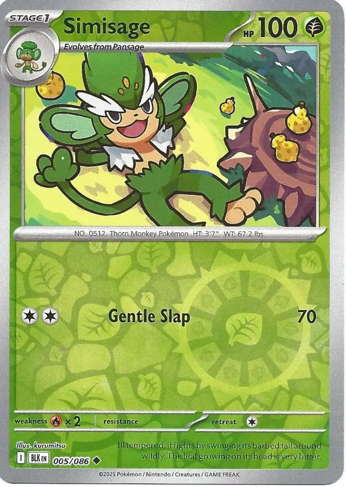 BLK - Black Bolt - 005/086 - Simisage (Reverse Holo)