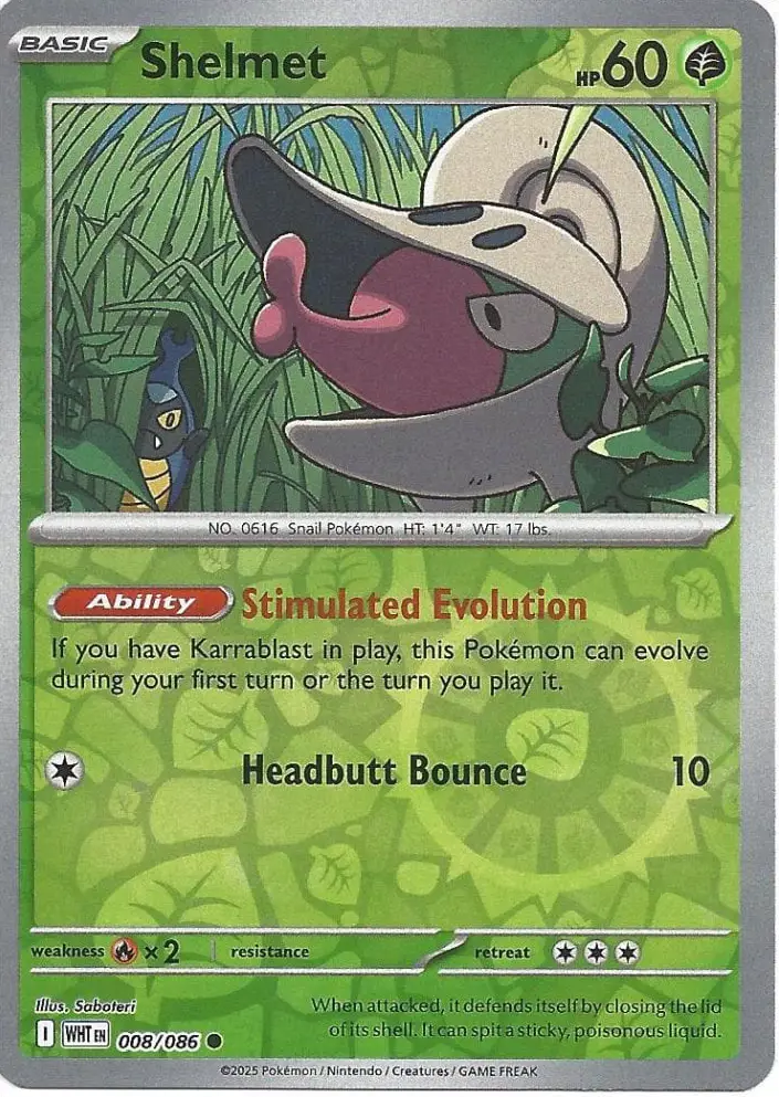 WHT - White Flare - 008/086 - Shelmet (Reverse Holo)