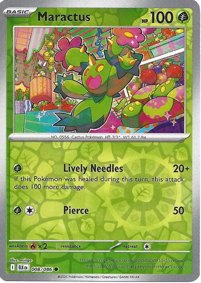 BLK - Black Bolt - 008/086 - Maractus (Reverse Holo)