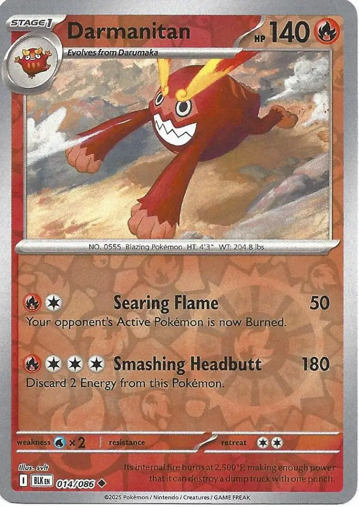 BLK - Black Bolt - 014/086 - Darmanitan (Reverse Holo)