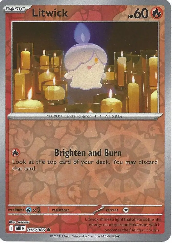 WHT - White Flare - 016/086 - Litwick (Reverse Holo)
