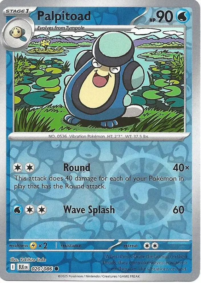 BLK - Black Bolt - 020/086 - Palpitoad (Reverse Holo)