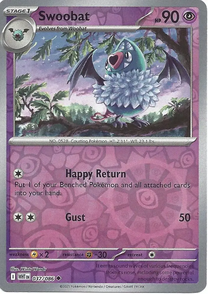 WHT - White Flare - 037/086 - Swoobat (Reverse Holo)
