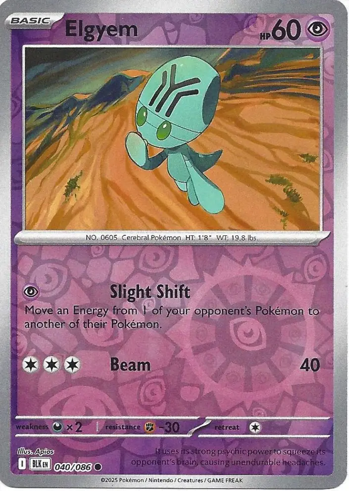 BLK - Black Bolt - 040/086 - Elgyem (Reverse Holo)