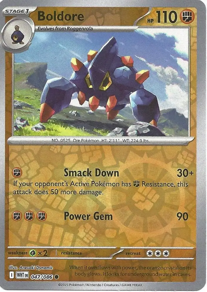 WHT - White Flare - 047/086 - Boldore (Reverse Holo)