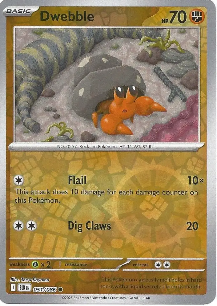 BLK - Black Bolt - 051/086 - Dwebble (Reverse Holo)