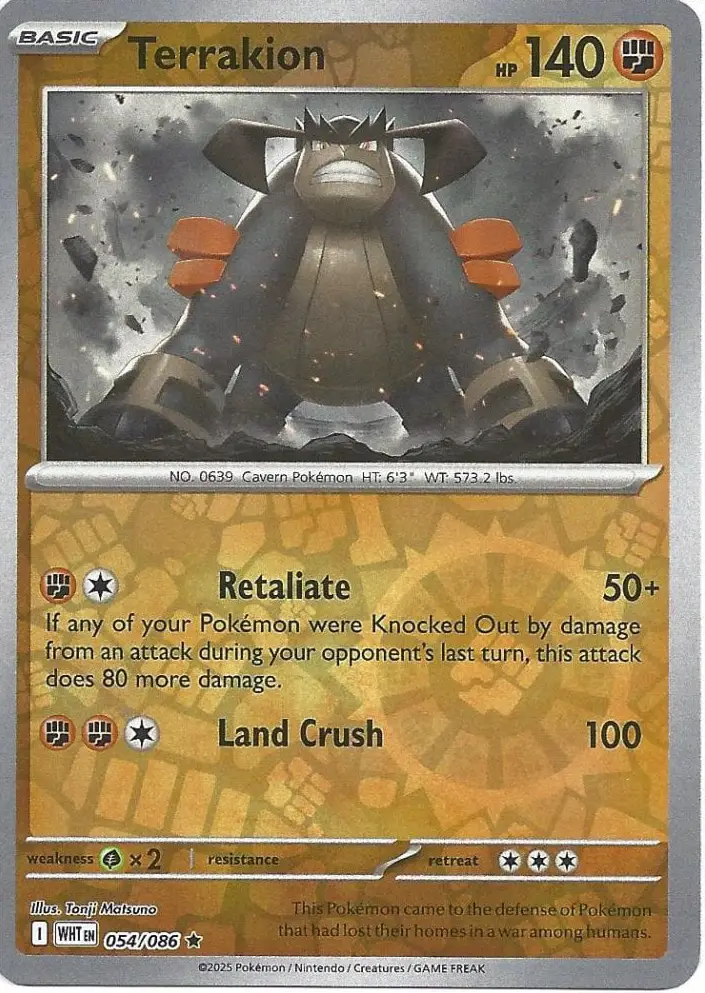 WHT - White Flare - 054/086 - Terrakion (Reverse Holo)