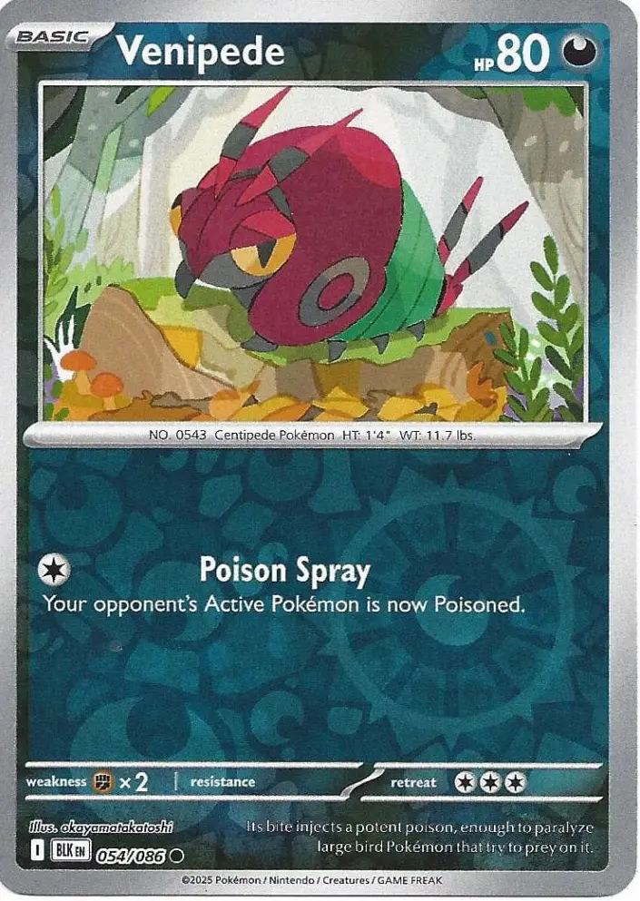 BLK - Black Bolt - 054/086 - Venipede (Reverse Holo)