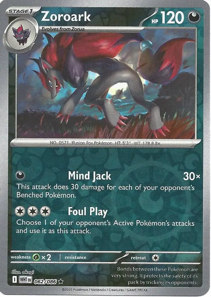 WHT - White Flare - 062/086 - Zoroark (Reverse Holo)