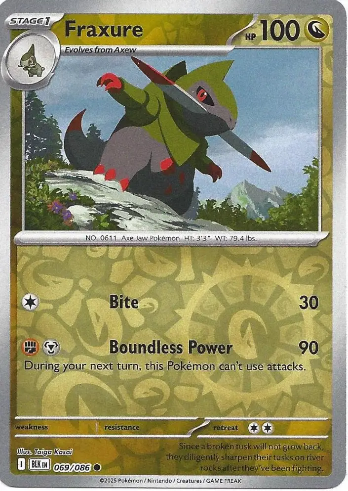 BLK - Black Bolt - 069/086 - Fraxure (Reverse Holo)