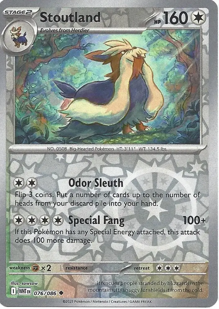 WHT - White Flare - 076/086 - Stoutland (Reverse Holo)